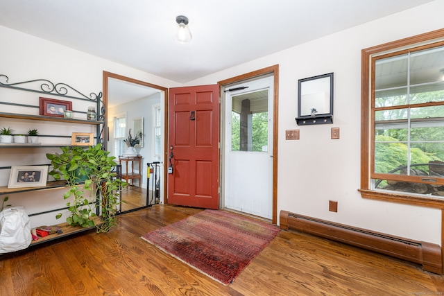 123 Silkey Rd, Granby, CT 06060 - entryway featuring a baseboard radiator, wood finished floors, and plenty of natural light