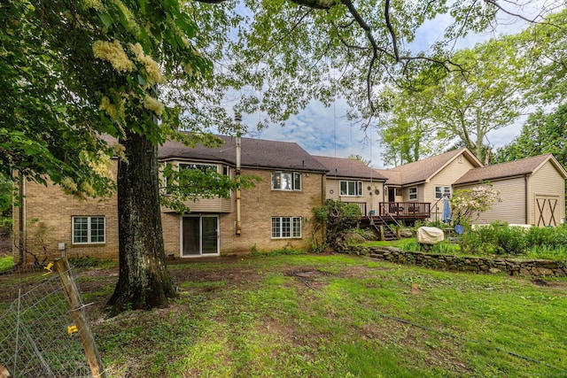 123 Silkey Rd, Granby, CT 06060 - back of house with brick siding and a deck