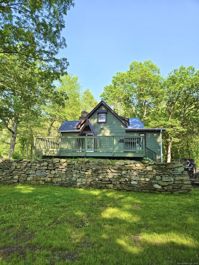 483 Providence Tpke, Hampton, CT 06247 - back of house featuring a deck and a lawn