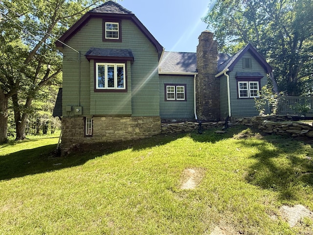483 Providence Tpke, Hampton, CT 06247 - view of front facade featuring a front lawn, a chimney, and a shingled roof