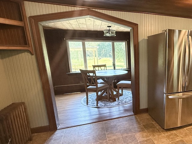 483 Providence Tpke, Hampton, CT 06247 - dining room featuring radiator heating unit and wooden walls
