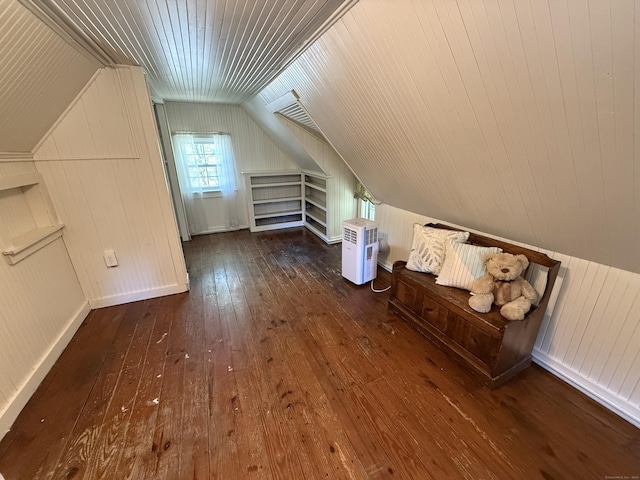 483 Providence Tpke, Hampton, CT 06247 - additional living space featuring wood-type flooring, vaulted ceiling, wooden walls, and wood ceiling