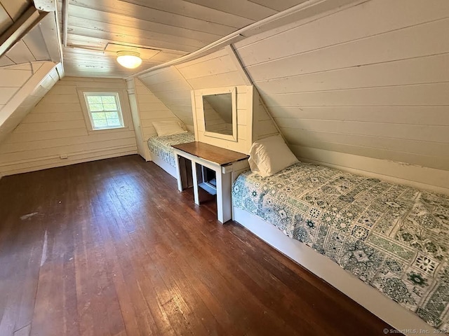 483 Providence Tpke, Hampton, CT 06247 - unfurnished bedroom with dark wood-style flooring, lofted ceiling, and wooden ceiling