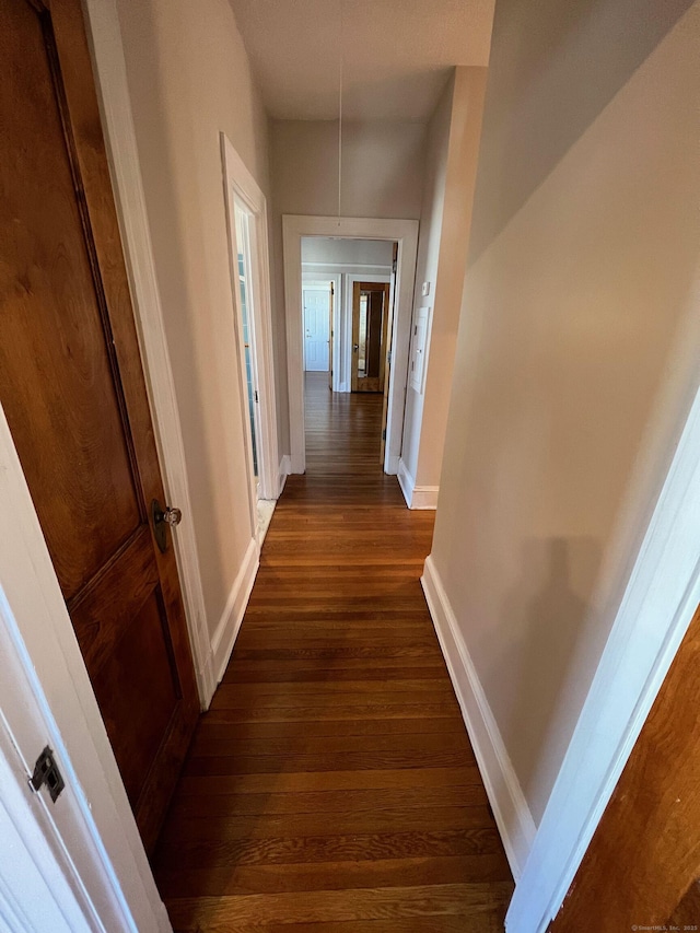 17 Maplewood Ave, West Hartford, CT 06119 - hall featuring dark wood-style flooring and baseboards