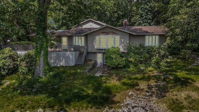 421 Hemlock Point Dr, Coventry, CT 06238 - view of front facade featuring stairs and a chimney