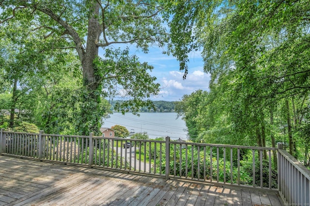 421 Hemlock Point Dr, Coventry, CT 06238 - wooden deck featuring a water view