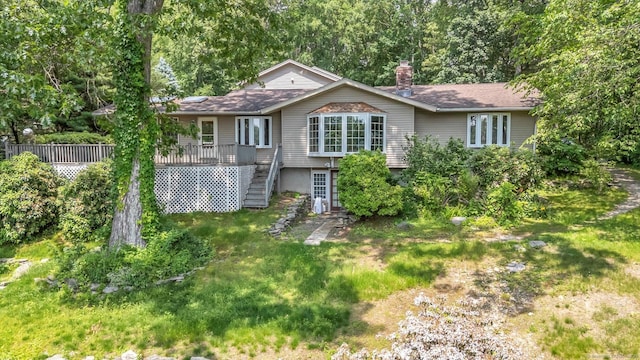 421 Hemlock Point Dr, Coventry, CT 06238 - view of front facade featuring a chimney and stairs