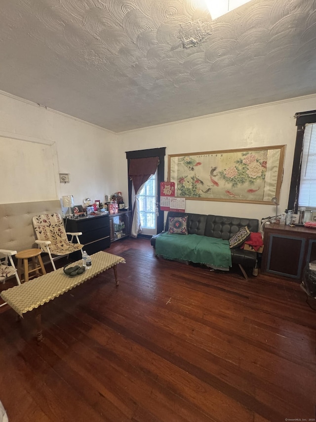 478 E Main St, Norwich, CT 06360 - living area with hardwood / wood-style floors and a textured ceiling