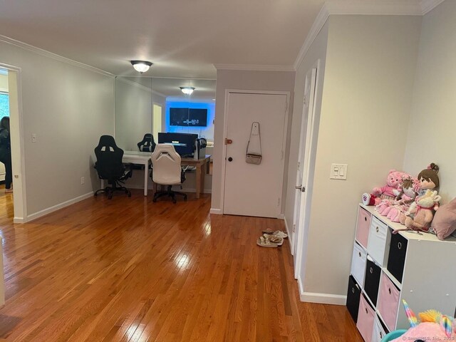 333 Vincellette St Unit 109, Bridgeport, CT 06606 - office area featuring light wood-style floors and crown molding
