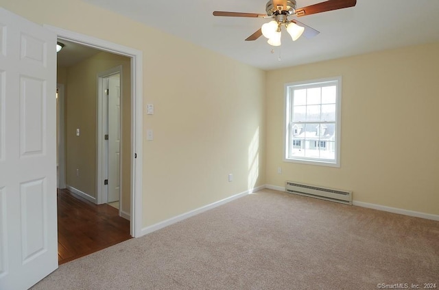 446G Norwich-Westerly Rd, North Stonington, CT 06359 - carpeted empty room with a baseboard radiator and ceiling fan