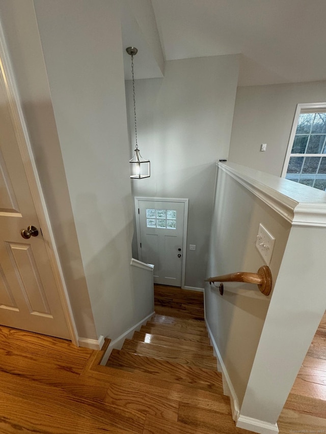 446G Norwich-Westerly Rd, North Stonington, CT 06359 - staircase with wood finished floors and baseboards