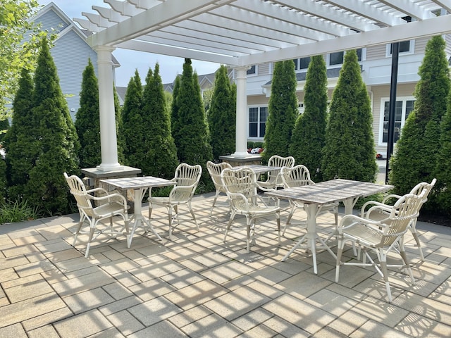 159 Colonial Rd Unit 5, Stamford, CT 06906 - view of patio / terrace featuring outdoor dining space and a pergola