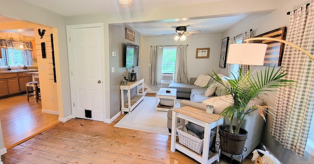 425 E Cotton Hill Rd, New Hartford, CT 06057 - living area featuring light wood-style flooring and ceiling fan