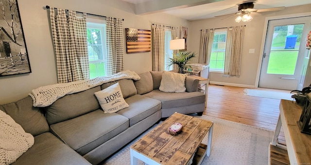 425 E Cotton Hill Rd, New Hartford, CT 06057 - living area with wood-type flooring and ceiling fan