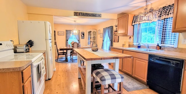 425 E Cotton Hill Rd, New Hartford, CT 06057 - kitchen with black dishwasher, electric stove, wooden counters, and light wood finished floors