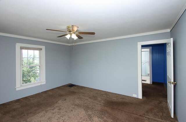 34 Hobart St, Meriden, CT 06450 - unfurnished room with ceiling fan, carpet, and crown molding