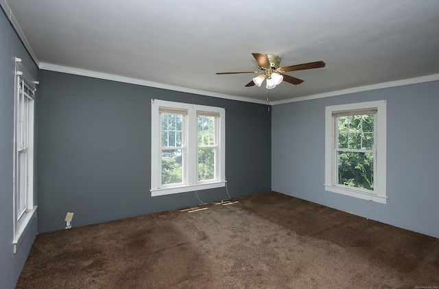 34 Hobart St, Meriden, CT 06450 - carpeted empty room featuring a ceiling fan, plenty of natural light, and ornamental molding