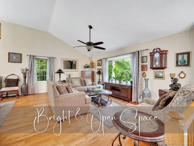 7 Sylvan Rd, Danbury, CT 06811 - living area featuring ceiling fan, wood finished floors, healthy amount of natural light, and lofted ceiling