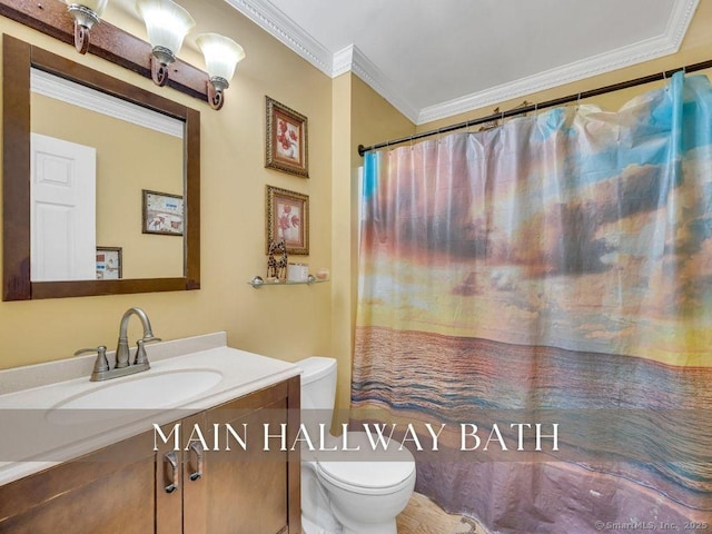 7 Sylvan Rd, Danbury, CT 06811 - bathroom featuring vanity, crown molding, and a shower with curtain