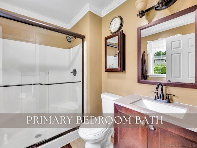 7 Sylvan Rd, Danbury, CT 06811 - bathroom with crown molding, a shower stall, and vanity