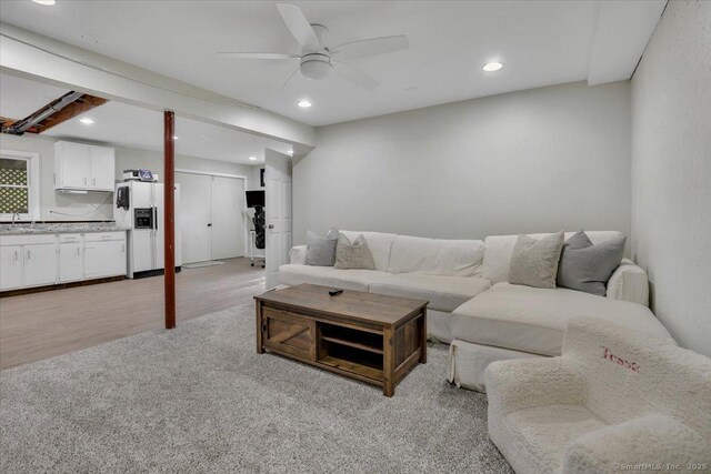 15 Thompson Hill Rd, Canton, CT 06019 - living area featuring ceiling fan, light wood-style flooring, and recessed lighting