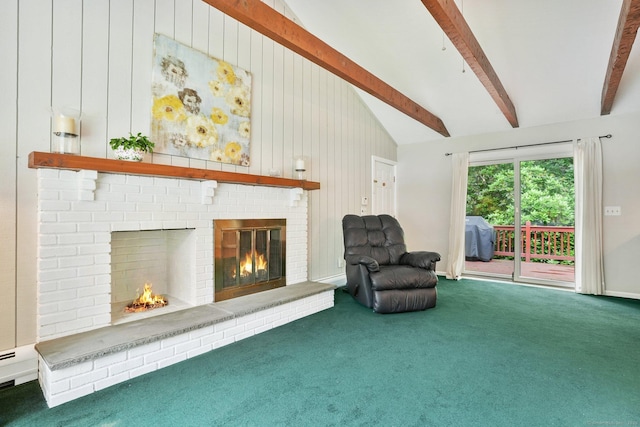 58 Inca Dr, Trumbull, CT 06611 - sitting room with carpet flooring, a fireplace, and wood walls