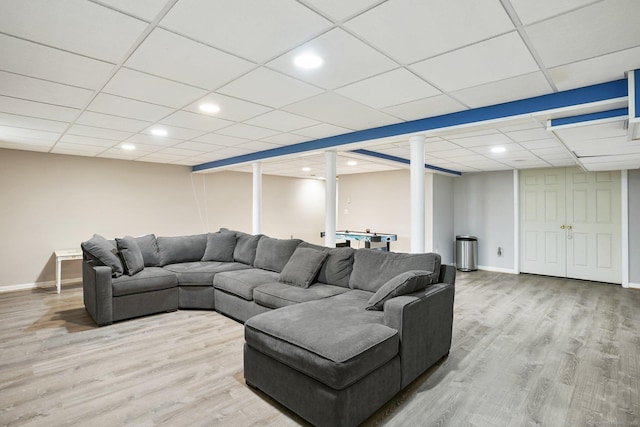 58 Inca Dr, Trumbull, CT 06611 - living room featuring wood finished floors, recessed lighting, and a drop ceiling