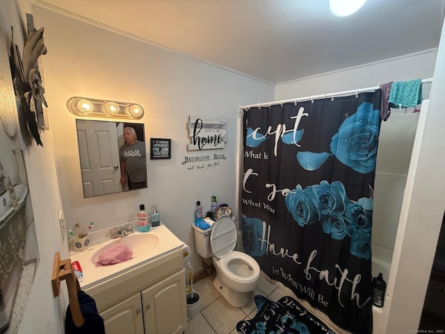 122 Wilcox St, New Britain, CT 06051 - full bathroom with tile patterned floors, vanity, and shower / bath combo with shower curtain