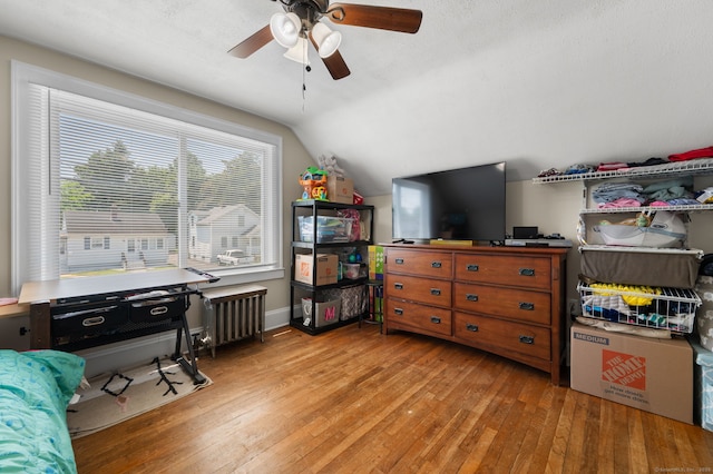 89 Geer Ave, Norwich, CT 06360 - office featuring radiator, hardwood / wood-style flooring, lofted ceiling, and ceiling fan