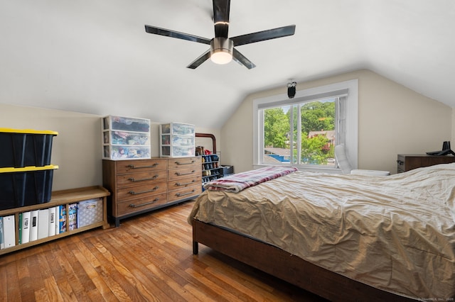 89 Geer Ave, Norwich, CT 06360 - bedroom featuring hardwood / wood-style flooring, vaulted ceiling, and a ceiling fan