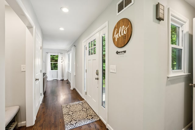 28 Saddle Ridge Dr, Simsbury, CT 06092 - foyer with dark wood-type flooring and recessed lighting