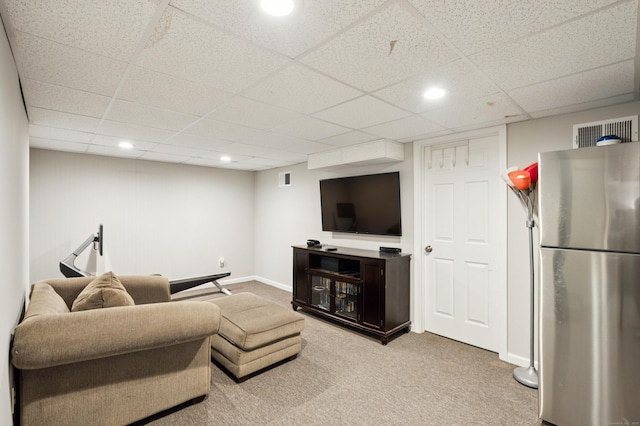 28 Saddle Ridge Dr, Simsbury, CT 06092 - living room with a drop ceiling, light carpet, and recessed lighting