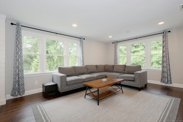 3743 Park Ave, Fairfield, CT 06825 - living room with dark wood-style flooring and recessed lighting