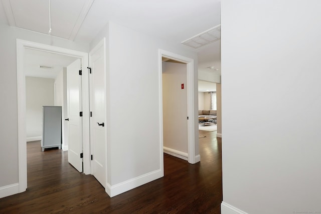 3743 Park Ave, Fairfield, CT 06825 - hall with attic access and dark wood-type flooring
