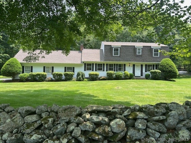147 Beers Rd, Easton, CT 06612 - dutch colonial with a front yard and a chimney