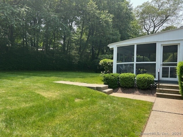 147 Beers Rd, Easton, CT 06612 - view of grassy yard featuring a sunroom