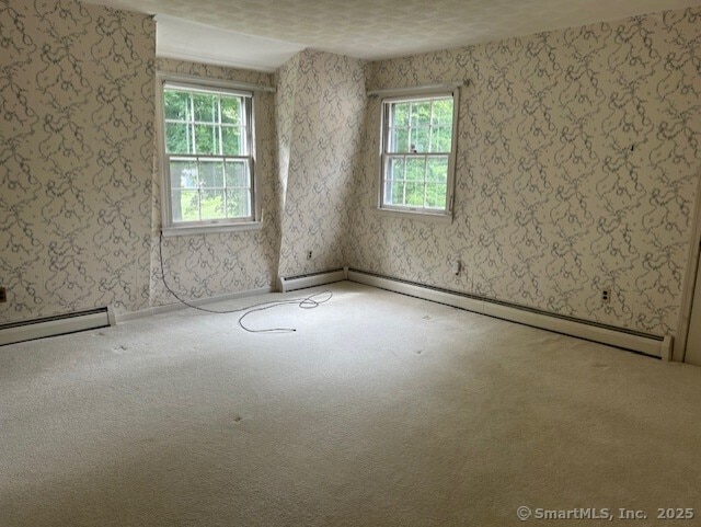 147 Beers Rd, Easton, CT 06612 - unfurnished room featuring carpet, plenty of natural light, and a baseboard radiator