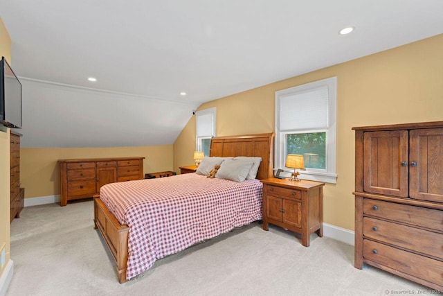 160 Disbrow St, Stratford, CT 06614 - bedroom with light colored carpet, recessed lighting, and vaulted ceiling