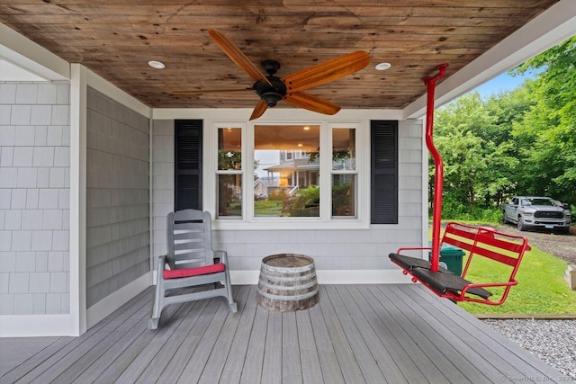 160 Disbrow St, Stratford, CT 06614 - wooden deck featuring ceiling fan
