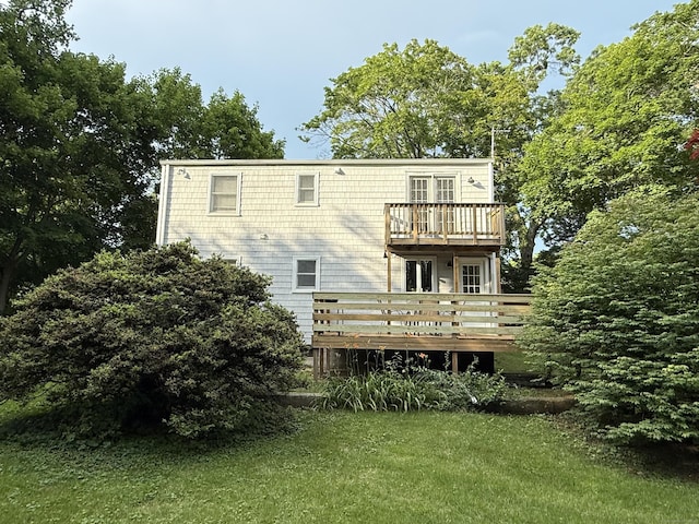 160 Disbrow St, Stratford, CT 06614 - back of house featuring a balcony, a deck, a yard, and french doors