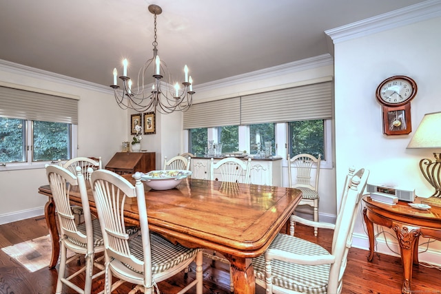 690 Forest Rd Unit 394, West Haven, CT 06516 - dining area with a chandelier, ornamental molding, and wood finished floors