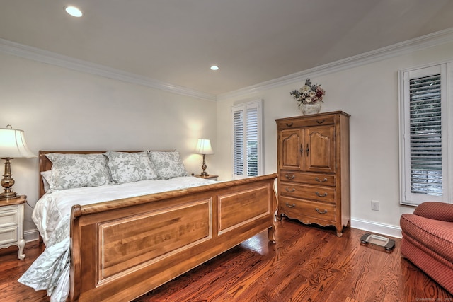 690 Forest Rd Unit 394, West Haven, CT 06516 - bedroom featuring ornamental molding, dark wood finished floors, and recessed lighting