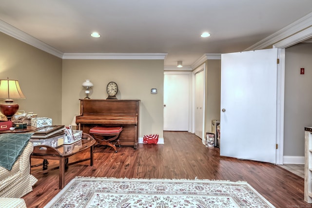 690 Forest Rd Unit 394, West Haven, CT 06516 - living area with ornamental molding, wood finished floors, and recessed lighting