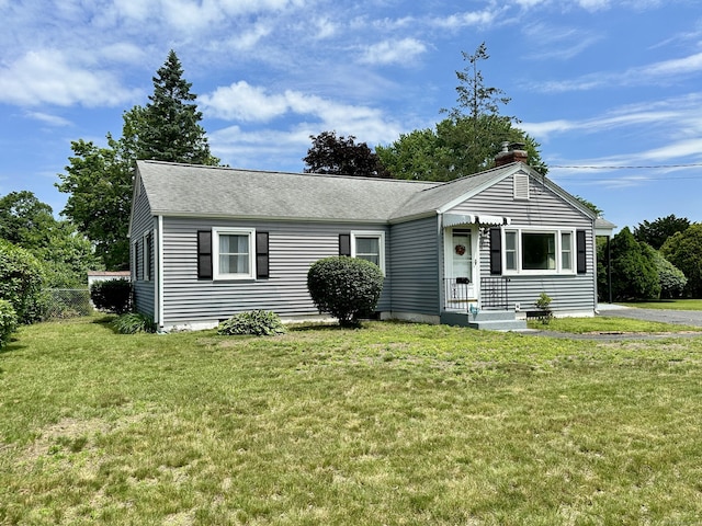 462 Halfway House Rd, Windsor Locks, CT 06096 - view of front of property with a chimney, a front lawn, and a shingled roof
