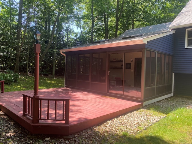 46 Twin Oak Farm Rd, Wallingford, CT 06492 - wooden terrace featuring a sunroom