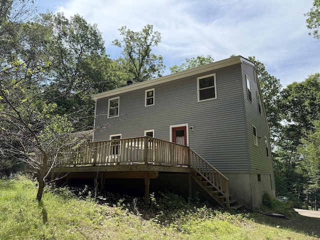 394 Merrow Rd, Coventry, CT 06238 - back of property with a deck and stairs