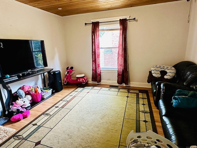 182 Oak St, Waterbury, CT 06704 - living area featuring wood ceiling and wood finished floors