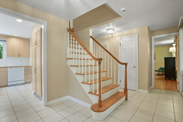14 Inverness Rd, Trumbull, CT 06611 - staircase with tile patterned flooring and recessed lighting