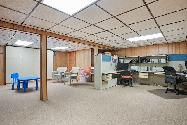 14 Inverness Rd, Trumbull, CT 06611 - office space with light colored carpet, a paneled ceiling, and wooden walls