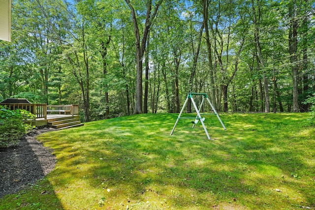 14 Inverness Rd, Trumbull, CT 06611 - view of grassy yard featuring a wooden deck